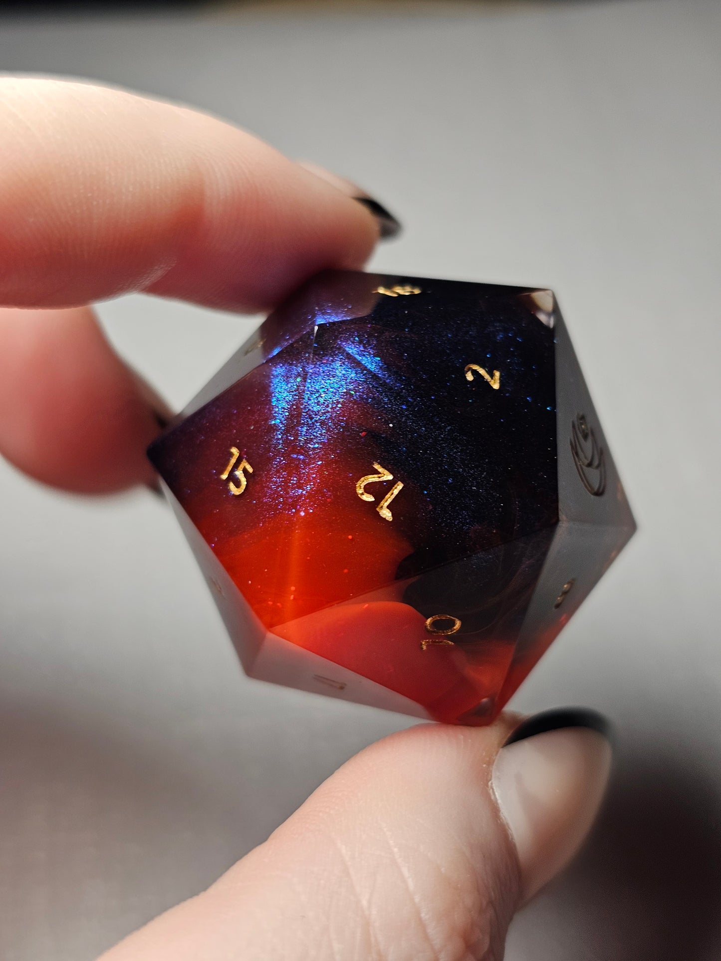 Lunar Obsidian 33mm Chonk D20